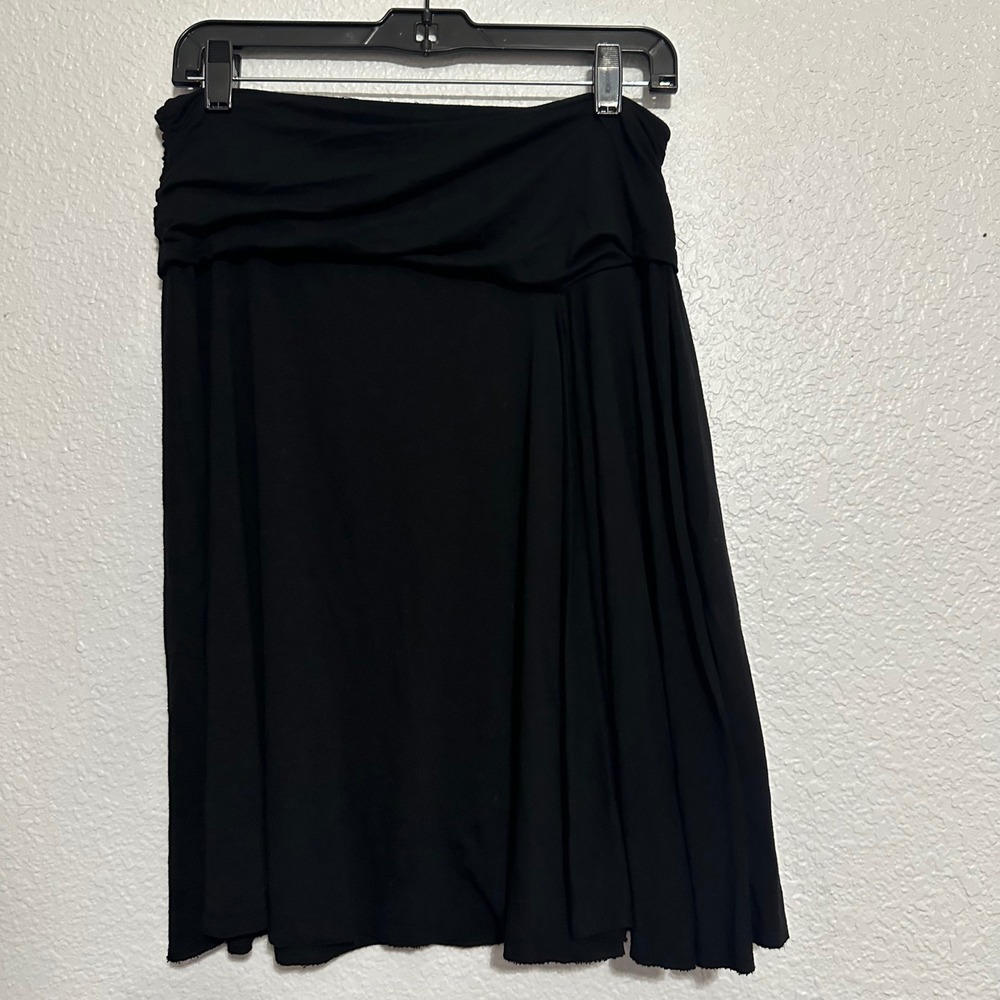 Max Edition Black Fold Over Waist Jersey Knit Midi Skirt Medium